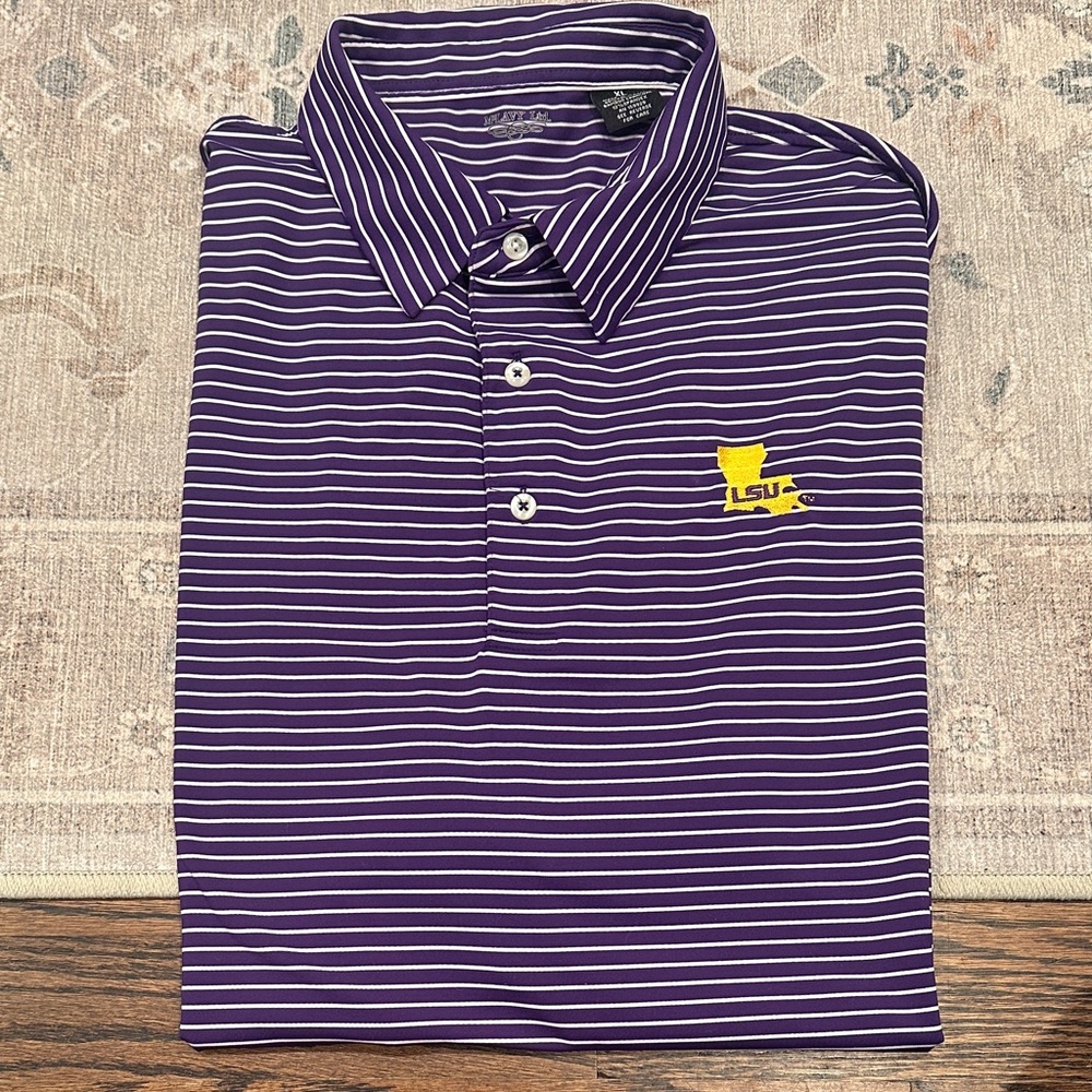 McClavy LSU Striped Polo Shirt